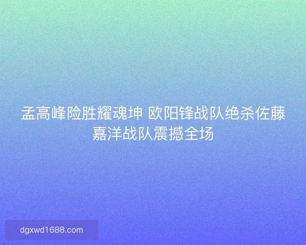 孟高峰险胜耀魂坤 欧阳锋战队绝杀佐藤嘉洋战队震撼全场 孟高峰险胜耀魂坤 欧阳锋战队绝杀佐藤嘉洋战队震撼全场